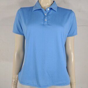 NWT Nike Golf blue Sphere Dry waffle knit short sleeve polo shirt ladies Small